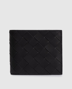 Bottega Veneta Черный кожаный портмоне Intrecciato Bi-Fold 749412VCPQ4
