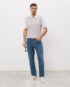 Stefano Ricci Сині джинси з фактурним логотипом M8T61B3130T5122