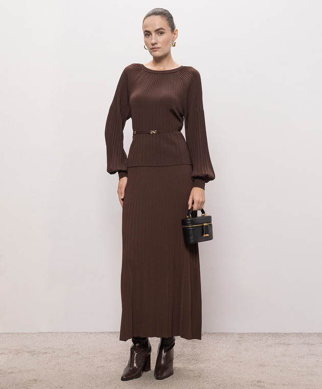 Twinset Коричневая юбка с плёсированием 262TT3452 изображение 2