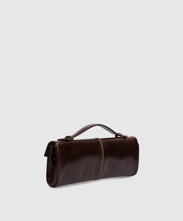 Giuseppe Zanotti Коричневий шкіряний глянцевий клатч Borse EB60007 зображення 3