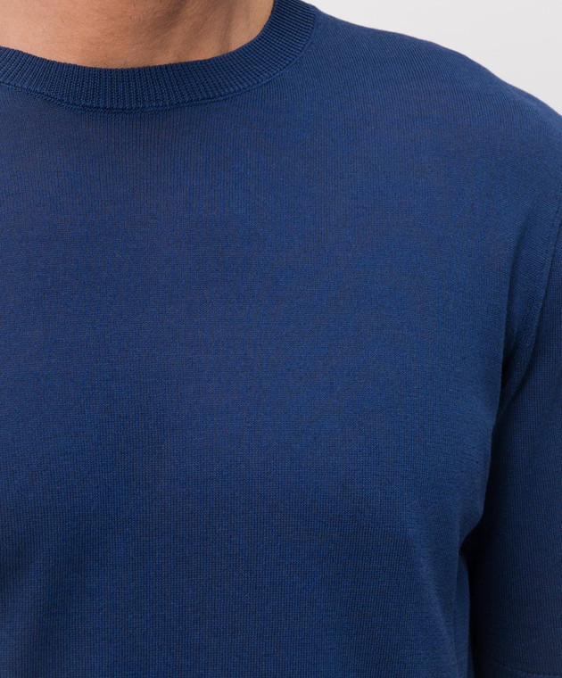 Castangia dal 1850 Синя футболка з шовком DBGRL2S26 зображення 5