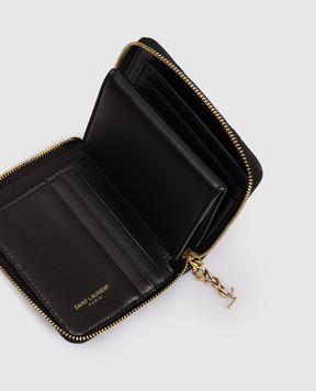 Saint Laurent Чорний шкіряний стьобаний гаманець 862522AAANG