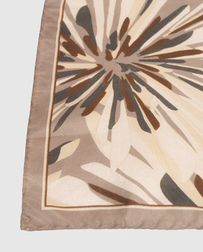 Brunello Cucinelli Хустка кольору хакі із шовку в квітковий принт MFOU0025