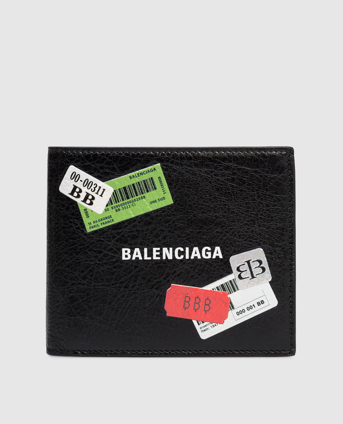 

Черный кожаный портмоне с логотипом, Портмоне