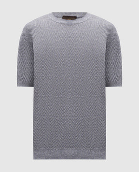 Brett Johnson Синяя футболка с льна и шелка в узор SS26K79LPSINAV