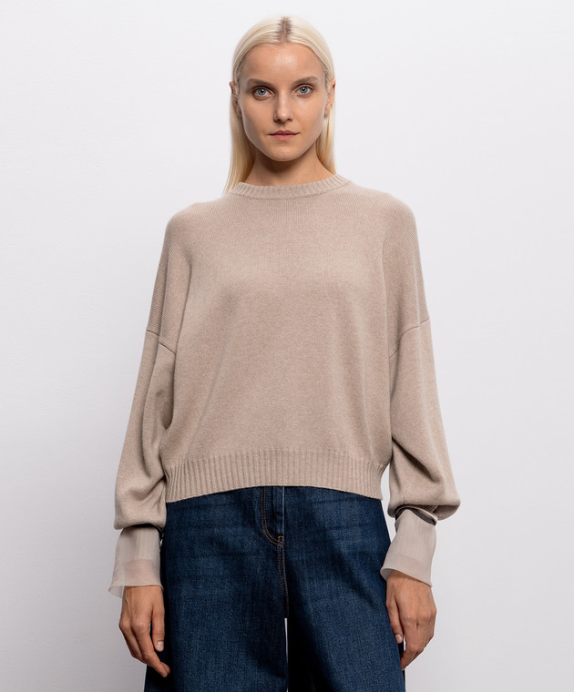 Brunello Cucinelli Бежевый джемпер из кашемира M12747000 изображение 3
