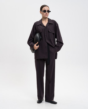 Maison Margiela MM6 Фіолетові штани з вовни з поясом S62KB0251M35622