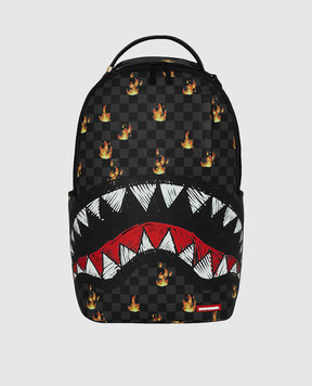 Sprayground Дитячий чорний рюкзак SUPER HOT FIRE SHARKS IN PARIS 910B8730NSZ