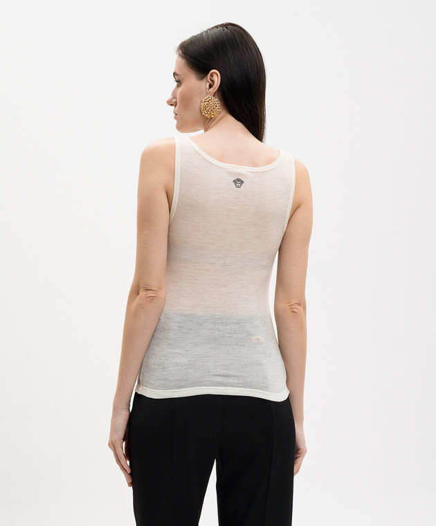 Versace Майка цвета айвори из шерсти с вышивкой эмблемы 10236981A17548 изображение 4