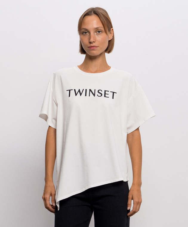 Twinset Біла футболка з вишивкою логотипа 262LI2HLL зображення 3