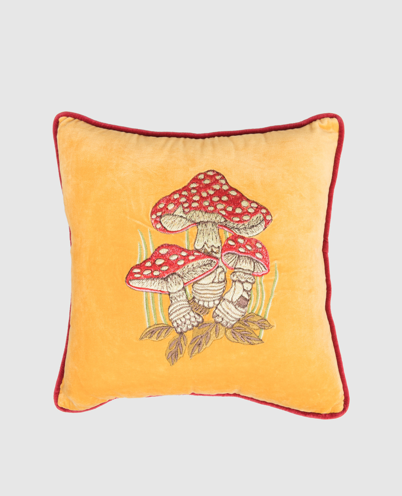

Оранжевая бархатная декоративная подушка с вышивкой, Оранжевый, Подушки