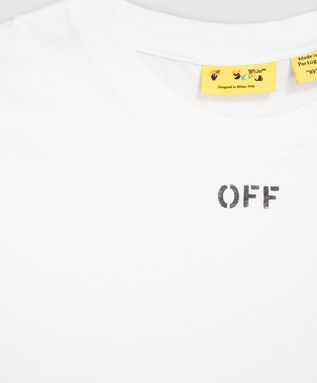 Off-White Дитяча біла футболка Meteor Off Stamp 44GAA01EF26J001 зображення 3