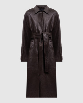 Magda Butrym Коричневе шкіряне пальто LEATHER16COAT282726