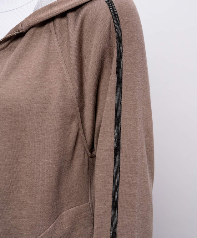 Brunello Cucinelli Коричнева спортивна куртка із шовком з ланцюжком моніль MD828SM606 зображення 5
