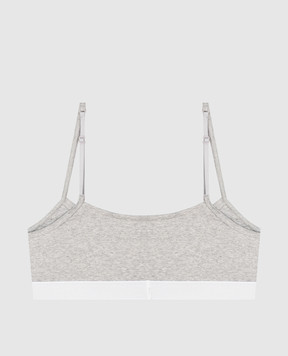 Maison Margiela MM6 Серый меланжевый топ с узором эмблемы MKRG80060