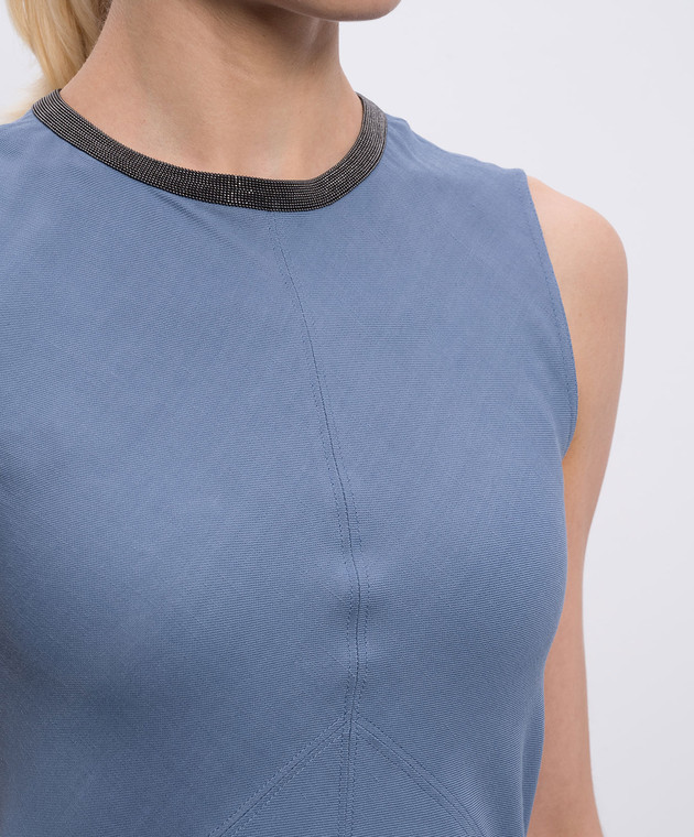 Brunello Cucinelli Блакитна сукня міді з льоном MH126AFR61 зображення 4