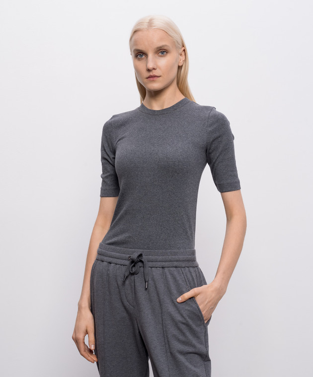 Brunello Cucinelli Серый топ с цепочкой мониль MPTC8BJ310 изображение 3