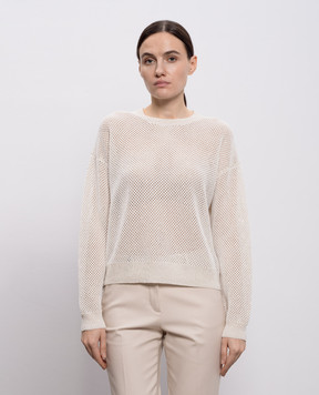 Peserico Білий ажурний джемпер з паєтками A99030F129234R