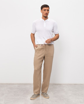 Pini Parma Белое поло с молнией POLRIBZIPBCO