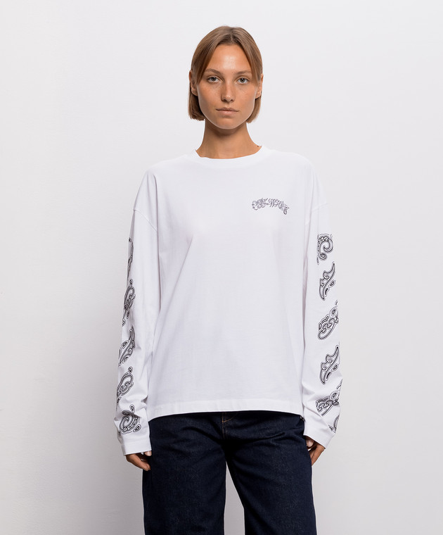 Off-White Белый лонгслив Paisley Diags 2FB00426T изображение 3