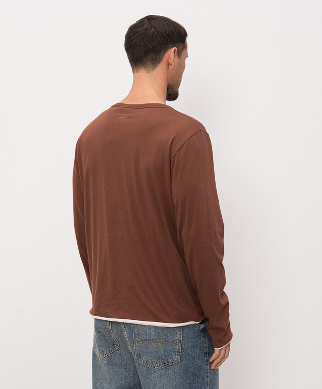 Maison Margiela MM6 Коричневий лонгслів з принтом логотипа SH0NH0024M20048 зображення 4