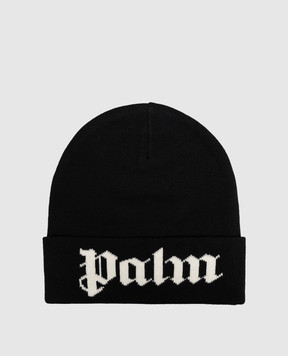 Palm Angels Чорна шапка з візерунком логотипа PAMLC003KN003m