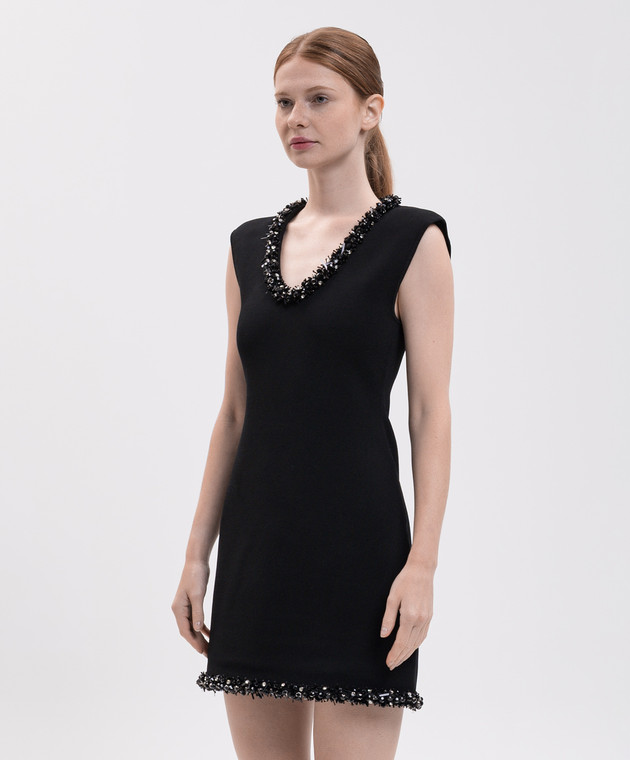 Simkhai Черное платье мини Suki с аппликацией 5261035K изображение 3