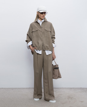 Brunello Cucinelli Коричневая рубашка с льном MH126NE416