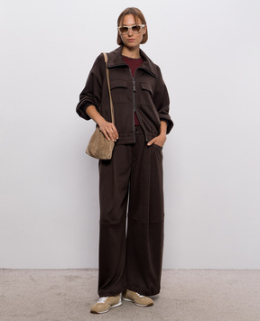 Brunello Cucinelli Коричневі штани з шовком MP828B2B99
