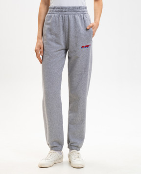Off-White Сірі меланжеві джогери з вишивкою логотипа 2CH006S26FLE001
