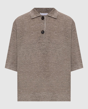 Brunello Cucinelli Коричневый топ с льном M8Q257105