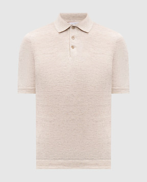 Brunello Cucinelli Поло бежевого цвета с леном M2L00315