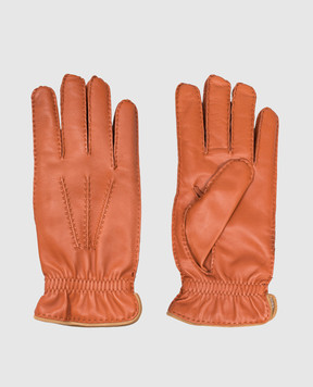 Brunello Cucinelli Помаранчеві шкіряні рукавички MPNGP93528
