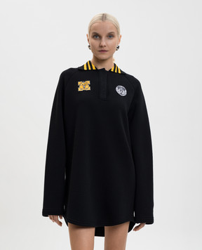 Off-White Черное платье мини с логотипом 2DF003S26FLE001