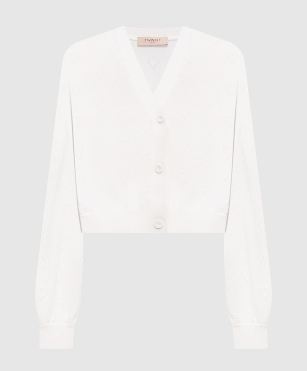 Twinset Белый кардиган с кашемиром 262TP3023