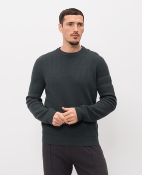 Moncler Сірий светр з вовни з нашивкою логотипа L10919C00003M1131