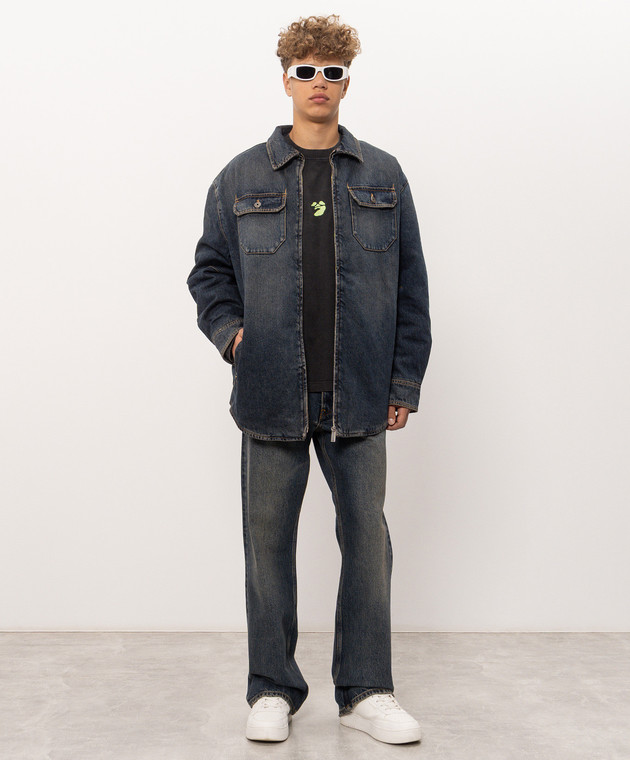 Off-White Синяя джинсовая куртка в стиле рубашки 44MYD05WF26D002 изображение 2