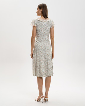 Ermanno Scervino Белое платье из шелка в цветочный принт D482Q345APXWE