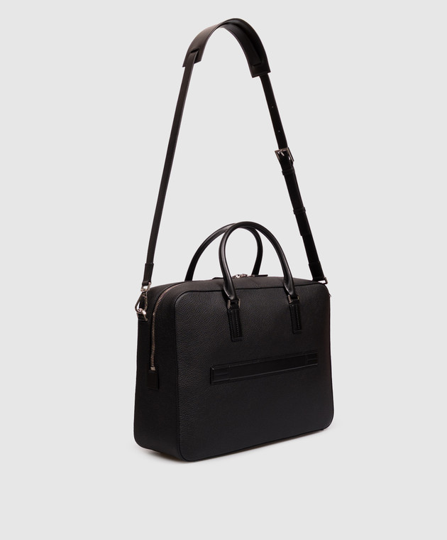 Tom Ford Чорний шкіряний портфель з принтом логотипа H0755LCL213S зображення 3