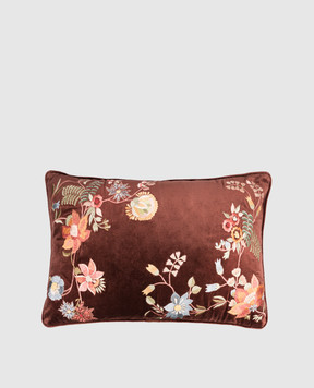Les Ottomans Коричневая декоративная бархатная подушка с шелком EBC7840X60