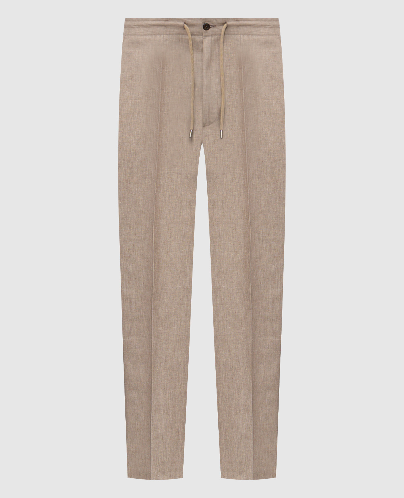 

Бежевые брюки из льна, Бежевый, Зауженные брюки