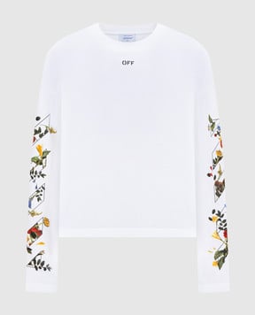 Off-White Белый джемпер с принтом Flowers Arrow OWAB038F25JER001