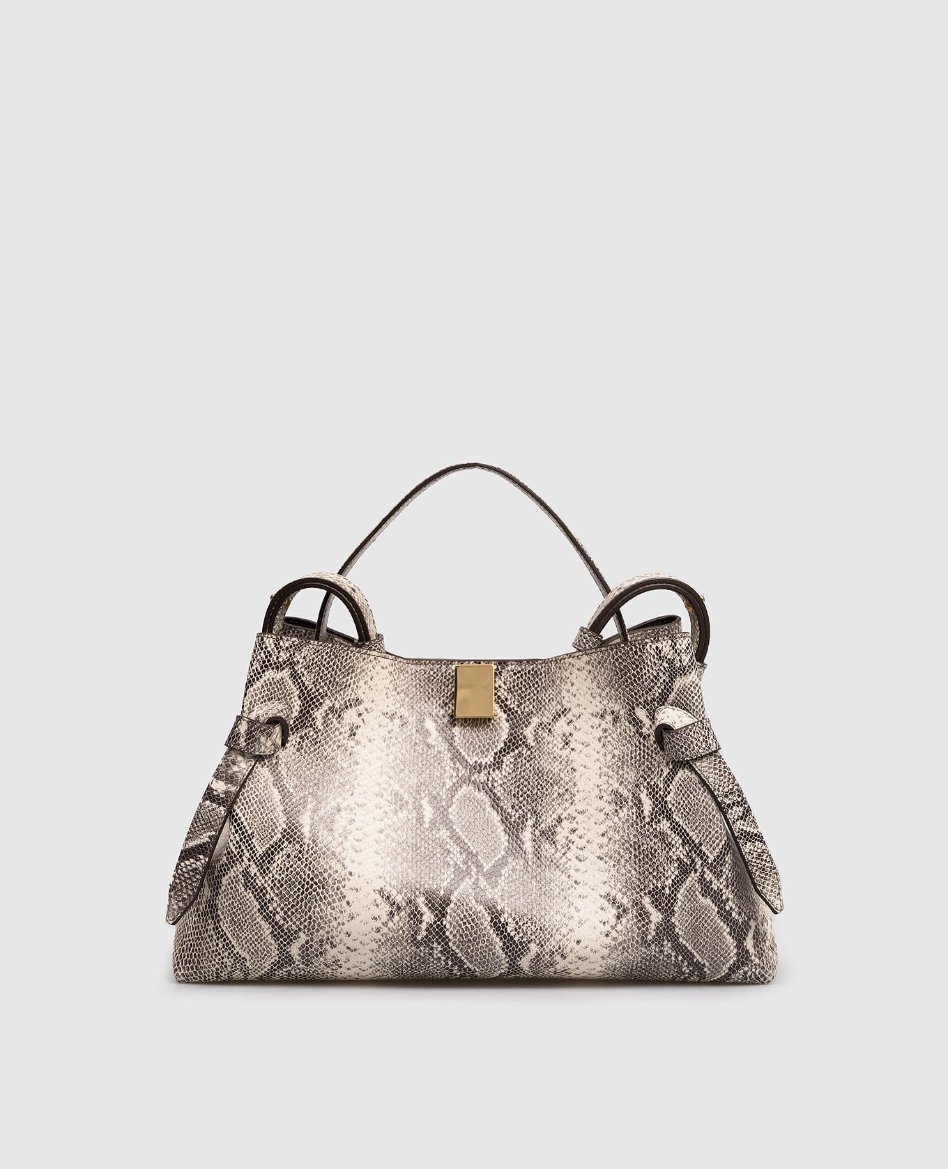 

Бежевая кожаная сумка Gyoza с тиснением под кожу рептилии, Бежевый, Сумки на плечо