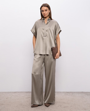 Brunello Cucinelli Блуза кольору хакі із шовку M0C59RA915