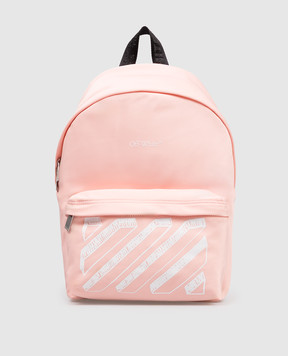 Off-White Детский розовый рюкзак с брендовым принтом OGNB001S26FAB001