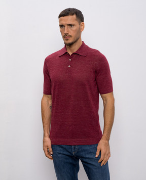 Brunello Cucinelli Бордове поло з льоном M2L00315