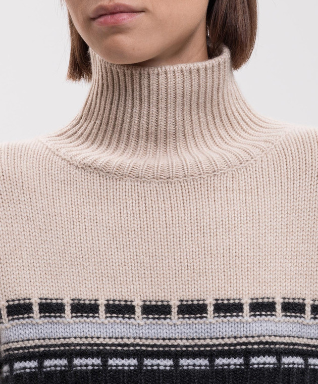 Allude Бежевий светр з кашеміру у візерунок 26551001 зображення 5