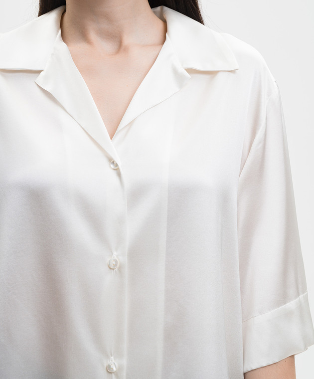 Solotre Біла блуза із шовку M1AB0093 зображення 5