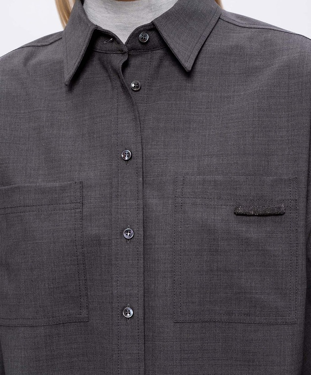 Brunello Cucinelli Сіра сорочка з вовною MPW07NB206 зображення 5