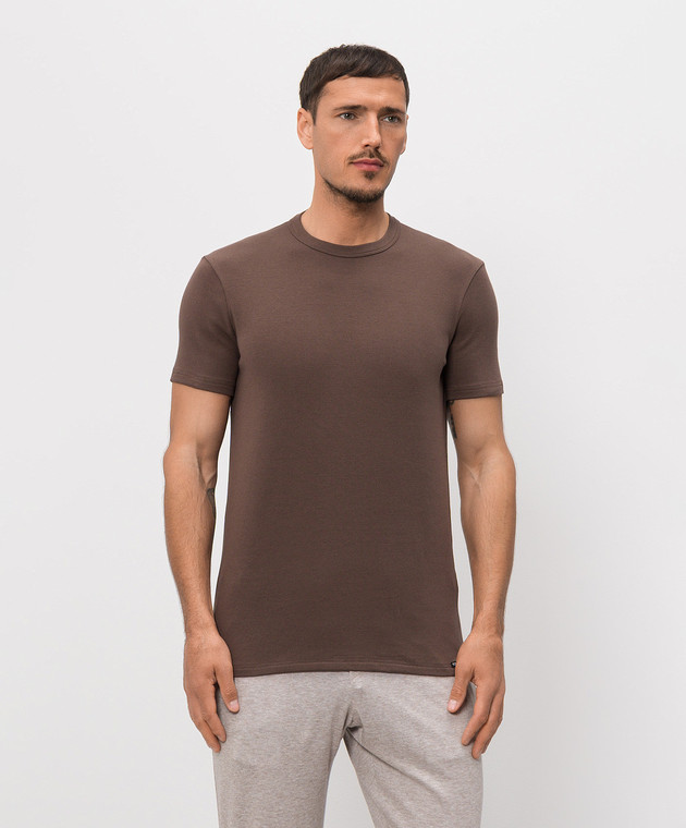 Tom Ford Коричнева футболка з нашивкою логотипа T4M081040 зображення 2